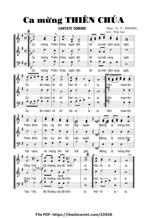 Ca mừng Thiên Chúa - G.F. Handel - trang 1