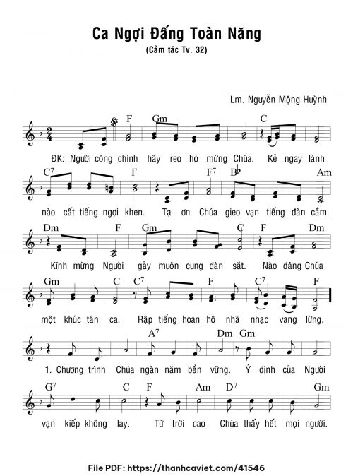Ca ngợi Đấng toàn năng - Lm. Nguyễn Mộng Huỳnh - trang 1