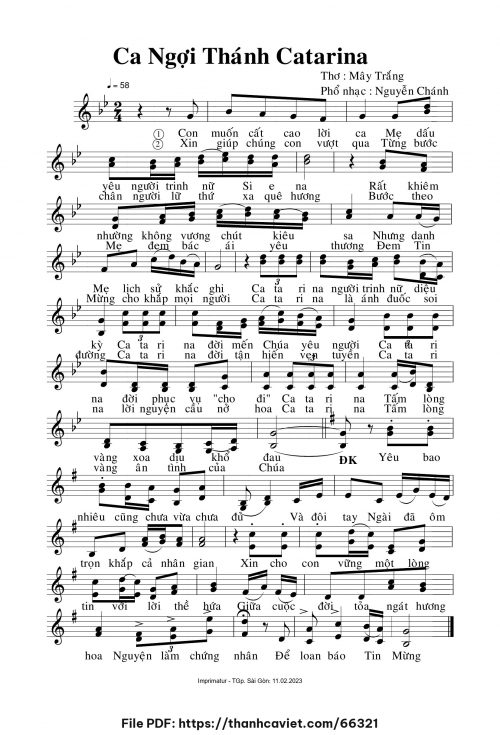 Ca ngợi Thánh Catarina - Nguyễn Chánh - trang 1