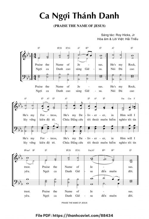 Ca ngợi Thánh Danh - Hải Triều (Nhạc Ngoại, lời Việt) - trang 1