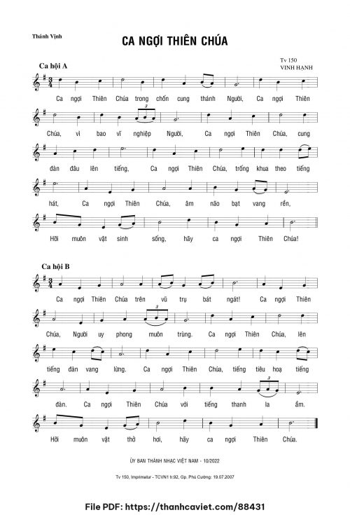 Ca ngợi Thiên Chúa - Lm. Vinh Hạnh - trang 1
