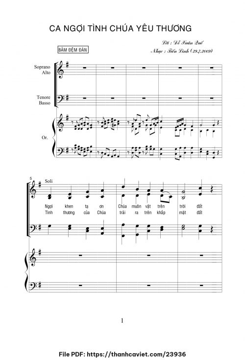 Ca ngợi tình Chúa yêu thương - Tiến Linh - trang 1