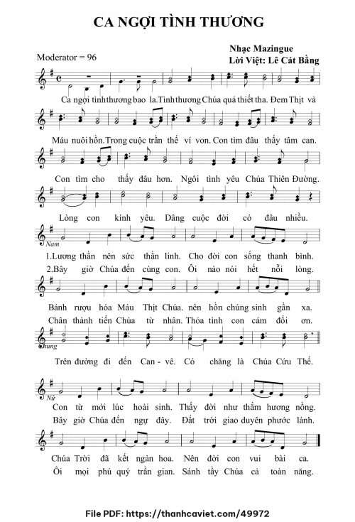 Ca ngợi tình thương - Lê Cát Bằng (Nhạc Ngoại, lời Việt) - trang 1