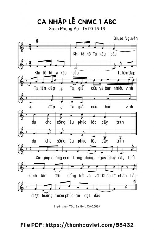 Ca nhập lễ Chúa nhật 1 mùa chay ABC - Giuse Nguyễn - trang 1