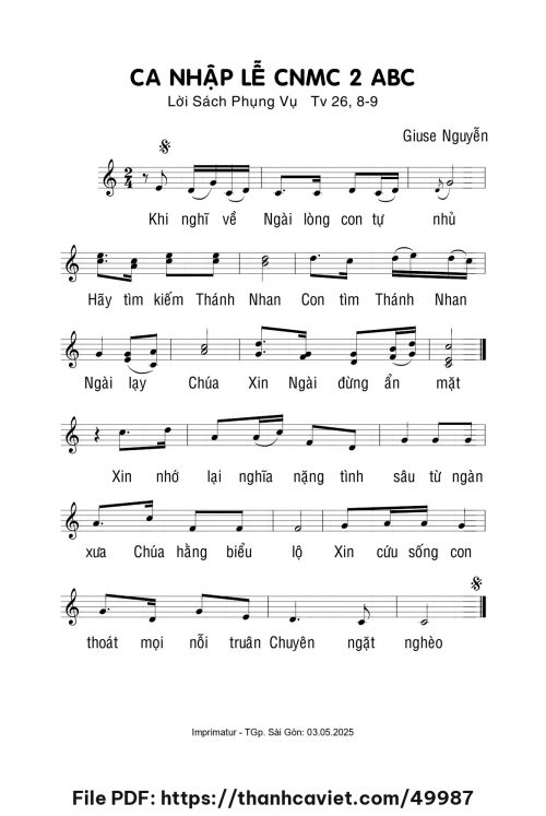 Ca nhập lễ Chúa nhật 2 mùa chay ABC - Giuse Nguyễn - trang 1