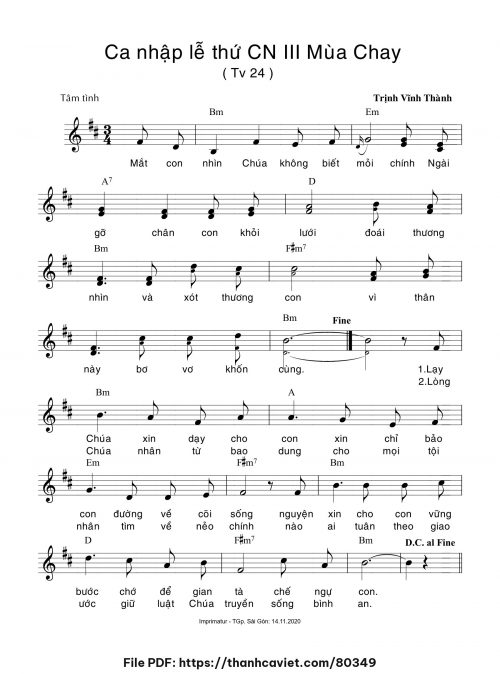 Ca nhập lễ Chúa Nhật thứ III Mùa Chay - Trịnh Vĩnh Thành - trang 1