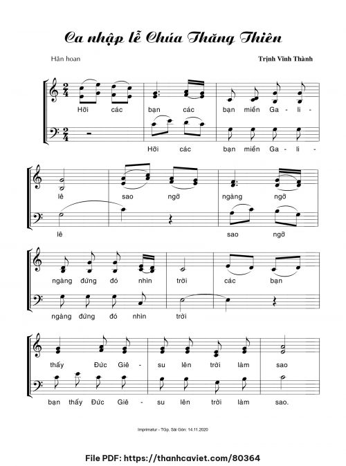 Ca nhập lễ Chúa Thăng Thiên - Trịnh Vĩnh Thành - trang 1