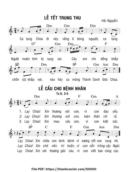Ca Nhập Lễ Trung thu – Cầu cho bệnh nhân - Hải Nguyễn - trang 1