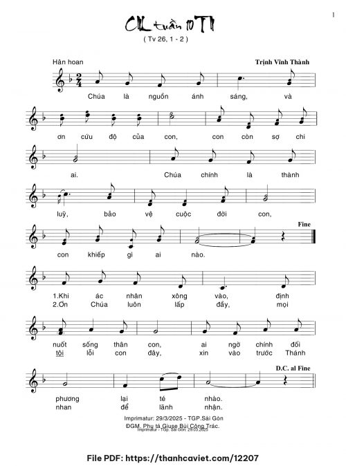Ca nhập lễ Tuần 10 Thường Niên - Trịnh Vĩnh Thành - trang 1