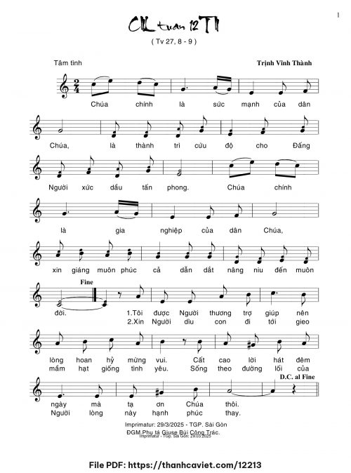 Ca nhập lễ Tuần 12 Thường Niên - Trịnh Vĩnh Thành - trang 1