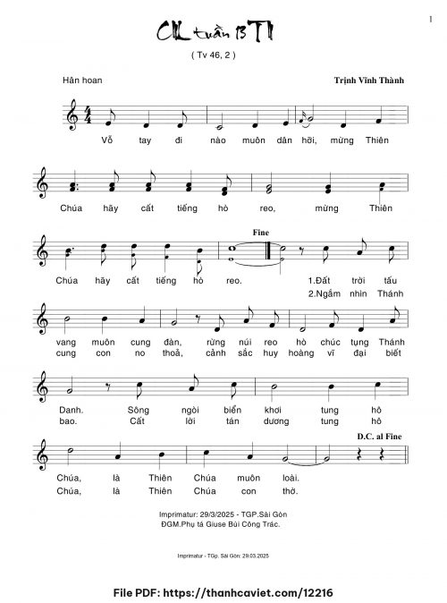 Ca nhập lễ Tuần 13 Thường Niên - Trịnh Vĩnh Thành - trang 1