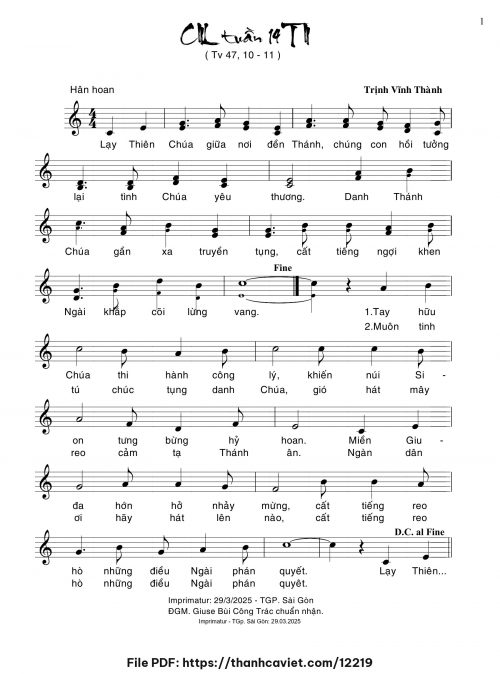 Ca nhập lễ Tuần 14 Thường Niên - Trịnh Vĩnh Thành - trang 1