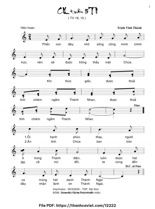 Ca nhập lễ Tuần 15 Thường Niên - Trịnh Vĩnh Thành - trang 1
