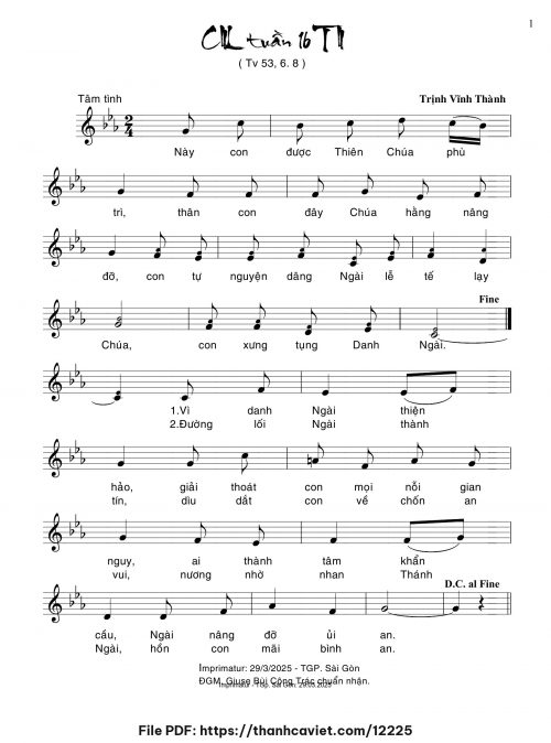 Ca nhập lễ Tuần 16 Thường Niên - Trịnh Vĩnh Thành - trang 1