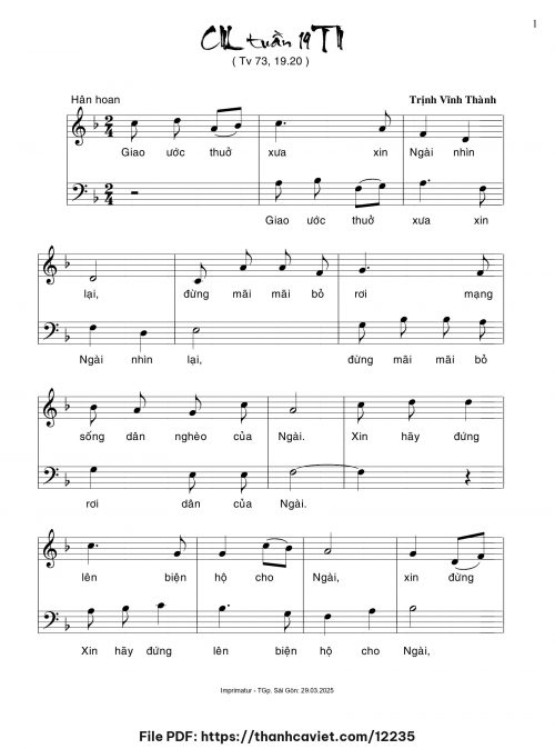 Ca nhập lễ Tuần 19 Thường Niên - Trịnh Vĩnh Thành - trang 1