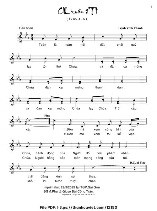 Ca nhập lễ Tuần 2 Thường Niên - Trịnh Vĩnh Thành - trang 1