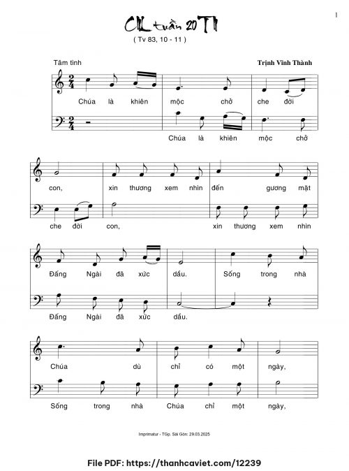 Ca nhập lễ Tuần 20 Thường Niên - Trịnh Vĩnh Thành - trang 1