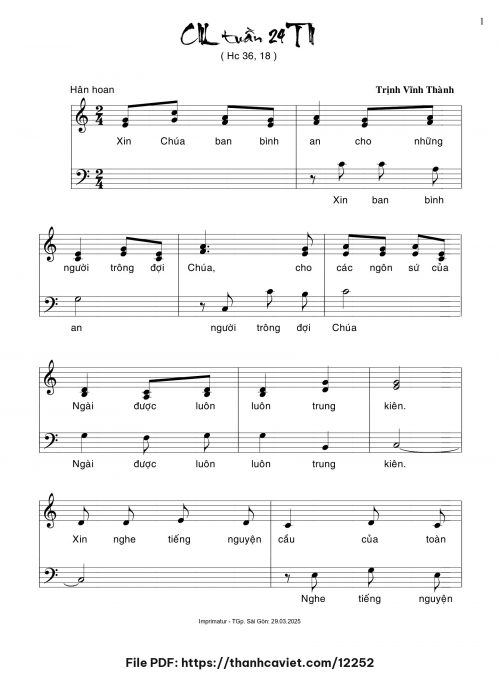 Ca nhập lễ Tuần 24 Thường Niên - Trịnh Vĩnh Thành - trang 1
