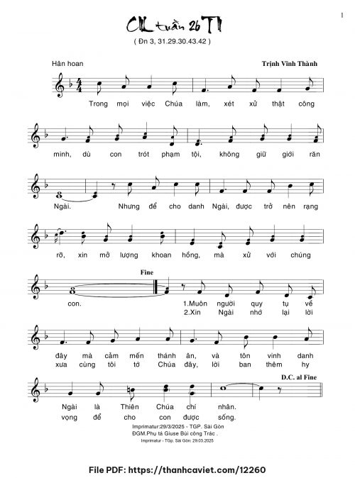 Ca nhập lễ Tuần 26 Thường Niên - Trịnh Vĩnh Thành - trang 1