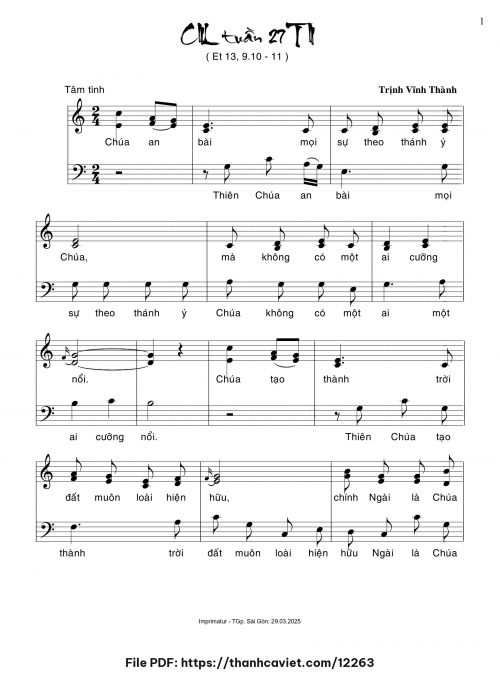 Ca nhập lễ Tuần 27 Thường Niên - Trịnh Vĩnh Thành - trang 1
