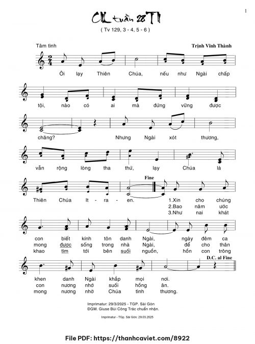 Ca nhập lễ Tuần 28 Thường Niên - Trịnh Vĩnh Thành - trang 1