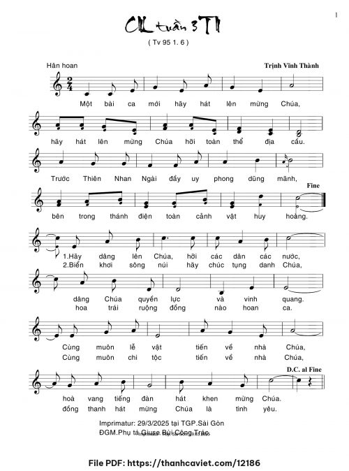Ca nhập lễ Tuần 3 Thường Niên - Trịnh Vĩnh Thành - trang 1