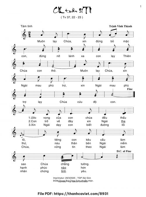 Ca nhập lễ Tuần 31 Thường Niên - Trịnh Vĩnh Thành - trang 1
