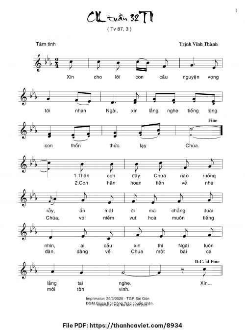 Ca nhập lễ Tuần 32 Thường Niên - Trịnh Vĩnh Thành - trang 1