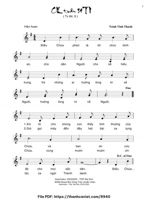 Ca nhập lễ Tuần 34 Thường Niên - Trịnh Vĩnh Thành - trang 1