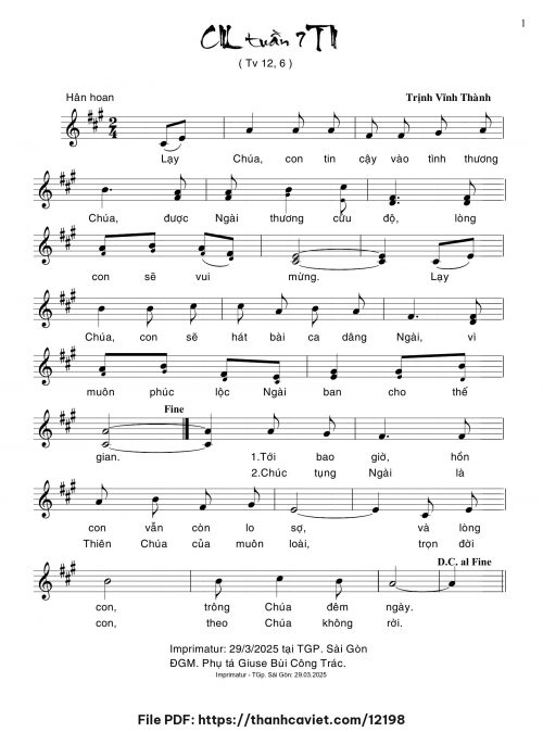 Ca nhập lễ Tuần 7 Thường Niên - Trịnh Vĩnh Thành - trang 1