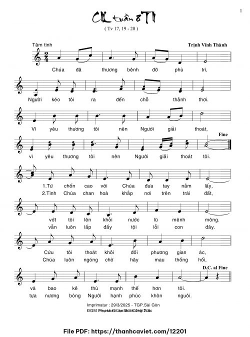 Ca nhập lễ Tuần 8 Thường Niên - Trịnh Vĩnh Thành - trang 1
