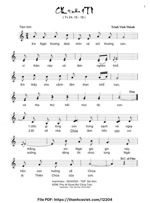 Ca nhập lễ Tuần 9 Thường Niên - Trịnh Vĩnh Thành - trang 1