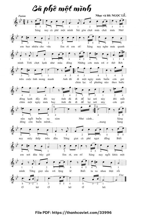 Cà phê một mình - Ngọc Lễ - trang 1