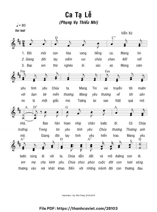 Ca tạ lễ - Viễn Xứ - trang 1
