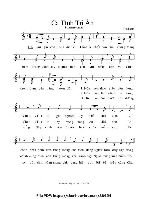 Ca tình tri ân - Lm. Kim Long - trang 1