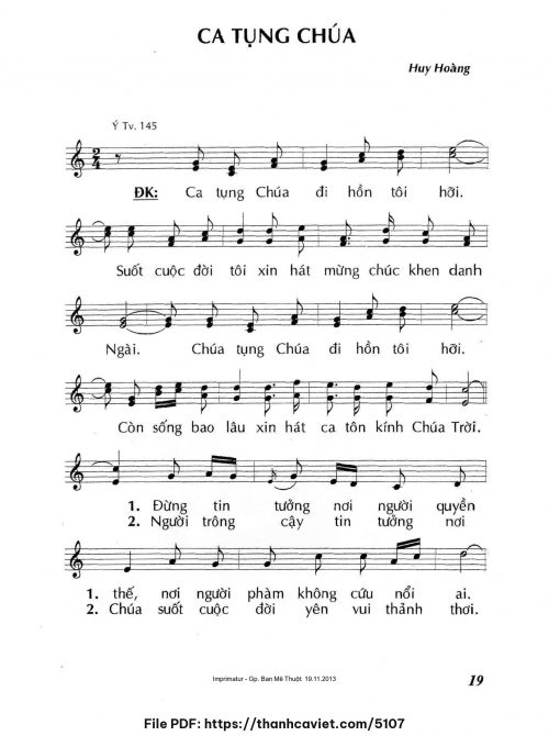 Ca tụng Chúa - Lm. Huy Hoàng - trang 1