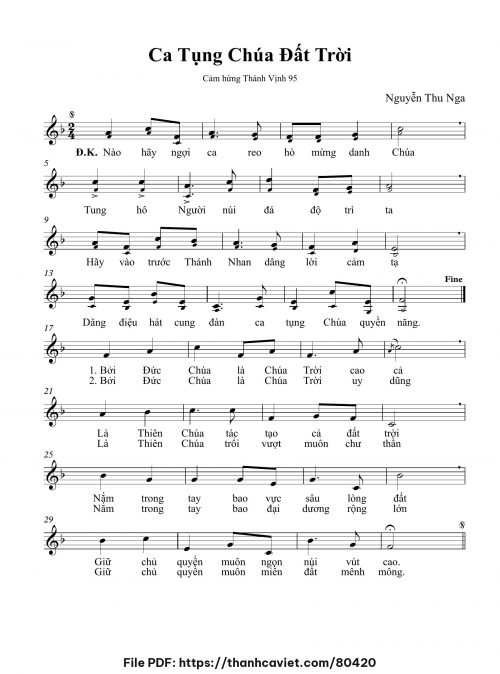 Ca tụng Chúa đất trời - Nguyễn Thu Nga - trang 1