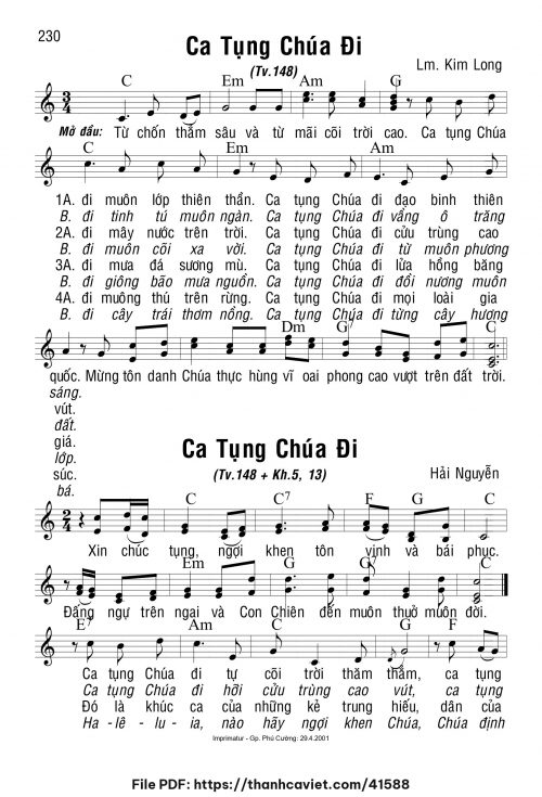 Ca tụng Chúa đi - Lm. Kim Long - trang 1