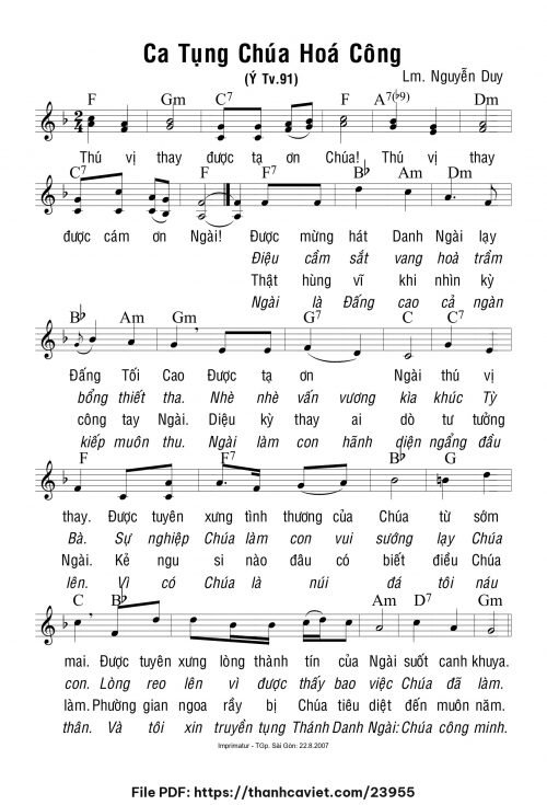 Ca tụng Chúa hóa công - Lm. Nguyễn Duy - trang 1