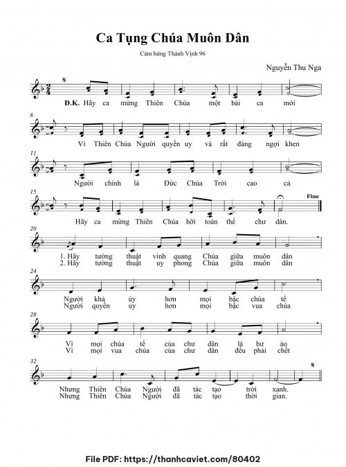 Ca tụng Chúa muôn dân - Nguyễn Thu Nga - trang 1