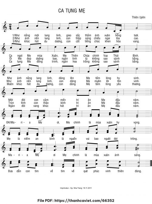 Ca tụng Mẹ - Sr. Thiên Uyên - trang 1
