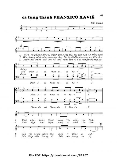 Ca tụng thánh Phanxicô Xaviê - Viết Chung - trang 1