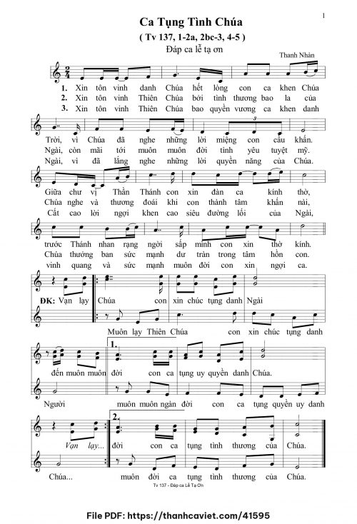 Ca tụng tình Chúa - Thanh Nhàn - trang 1