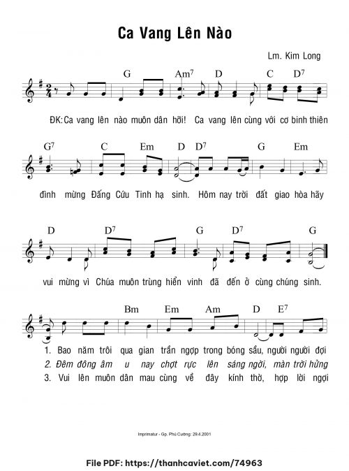 Ca vang lên nào - Lm. Kim Long - trang 1