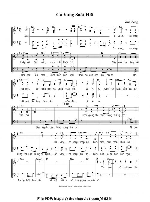 Ca vang suốt đời - Lm. Kim Long - trang 1
