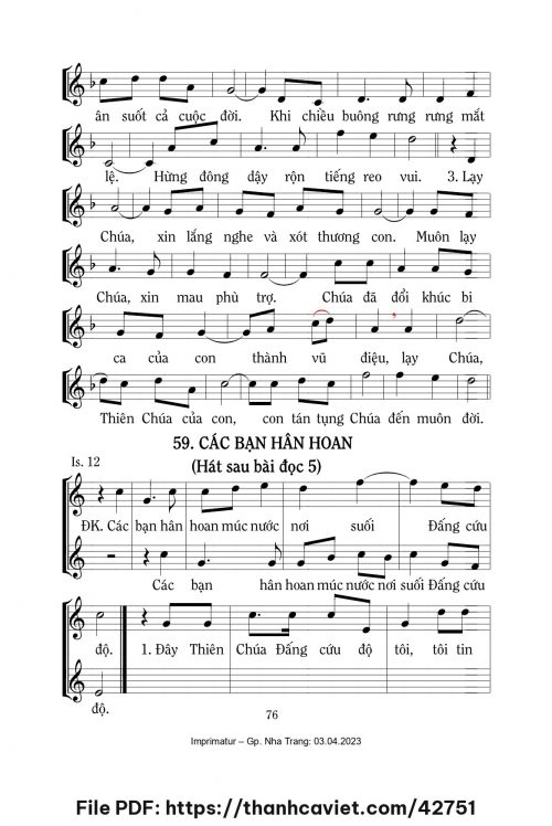 Các bạn hân hoan [Is 12, Thứ 7 Thánh ABC – Sau Bài đọc 5] – - Lm. Mi Trầm - trang 1