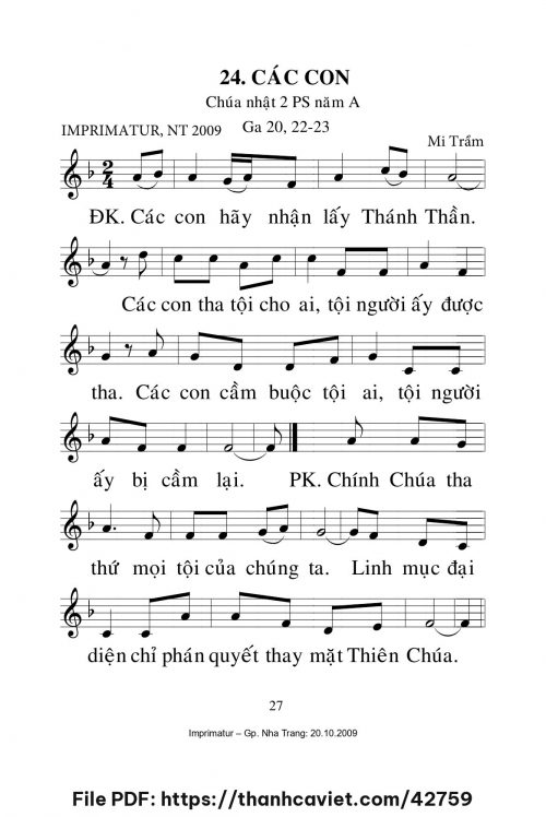 Các con [CN2 PSA] – - Lm. Mi Trầm - trang 1