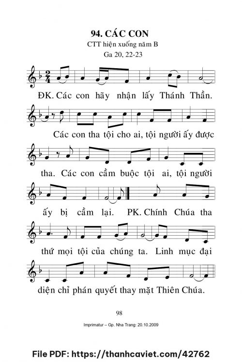 Các con [Lễ Chúa Thánh Thần hiện xuống năm B] – - Lm. Mi Trầm - trang 1