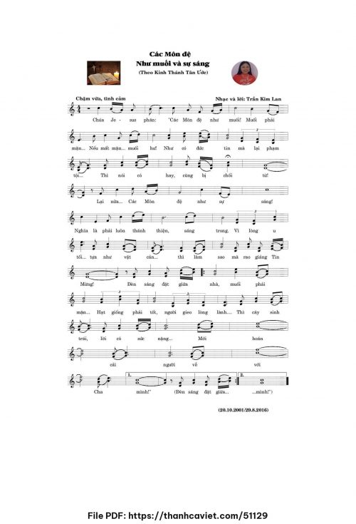 Các môn đệ như muối và ánh sáng - Trần Kim Lan - trang 1