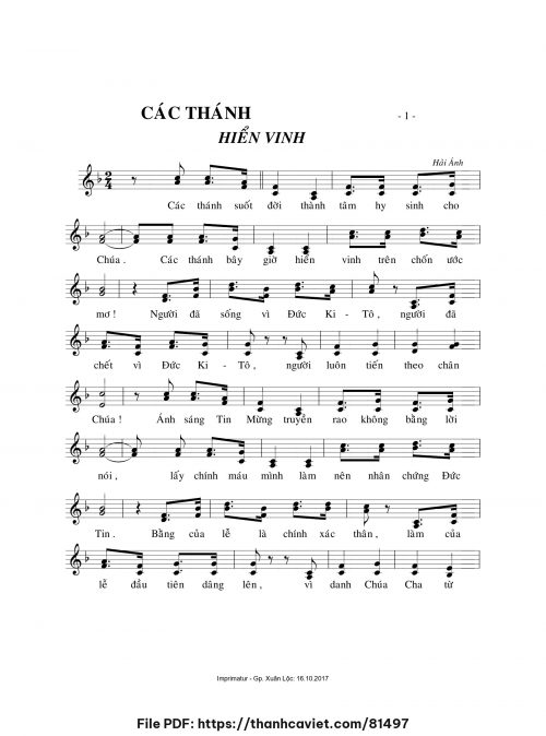 Các thánh hiển vinh - Hải Ánh - trang 1
